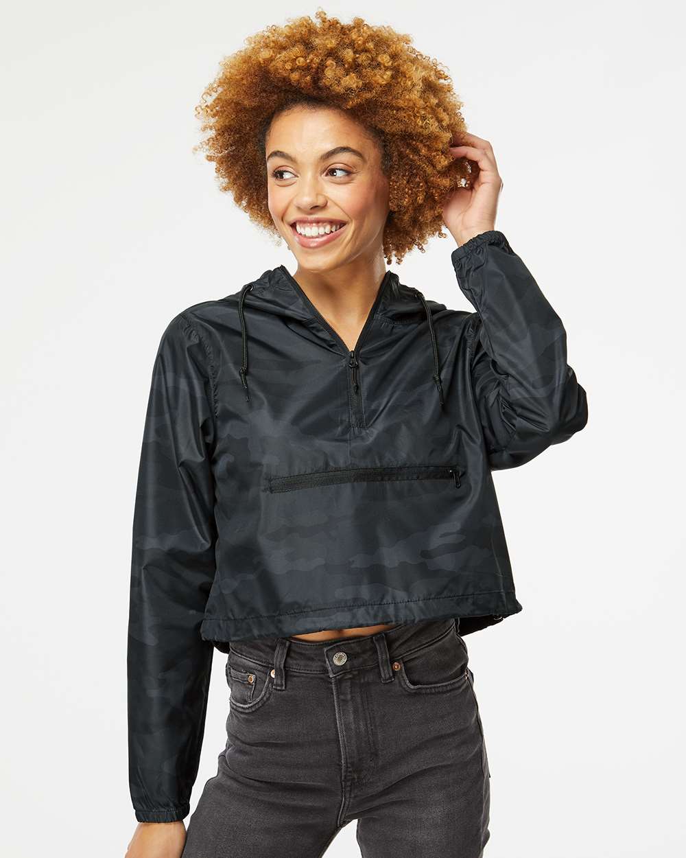 Independent Trading Co. - Women's Lightweight Quarter Zip - Crop Windbreaker